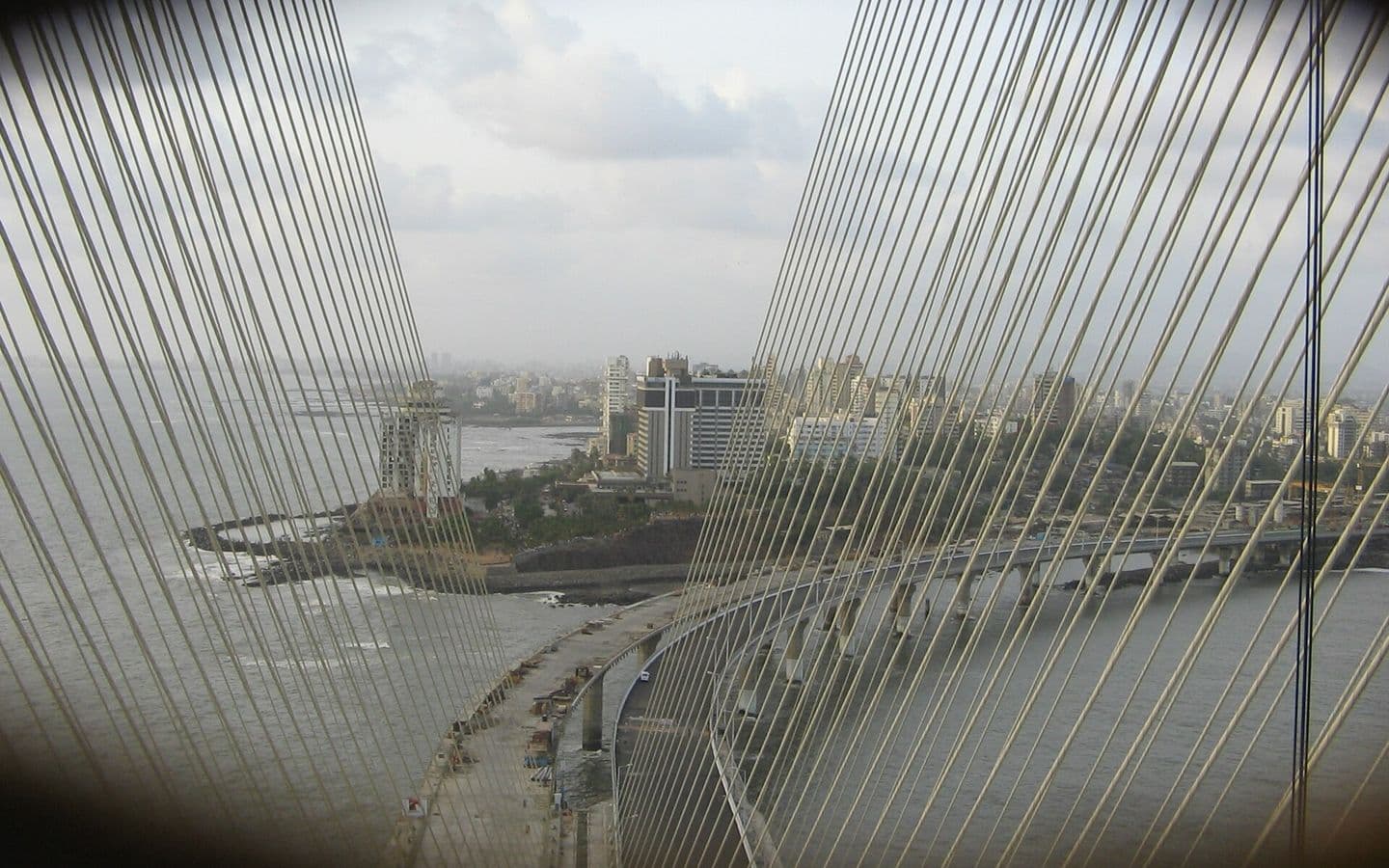 Cable array of a large cable-stayed bridge over water